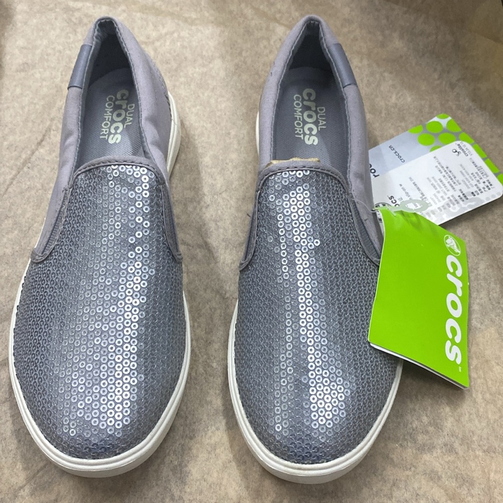 NWT DUAL CROCS COMFORT CITILANE SEQUIN SLIP-ON W Women shoes - Picture 2 of 7